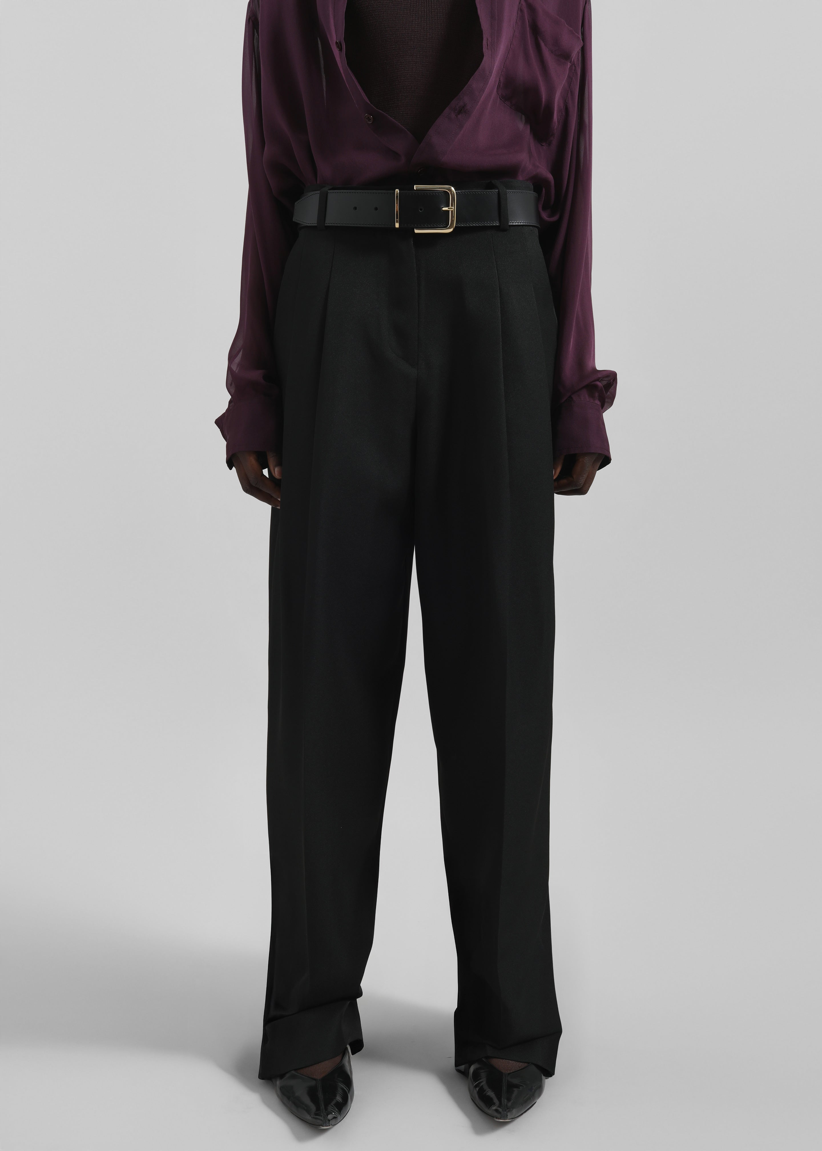 Gelso Pleated Twill Trousers - Black