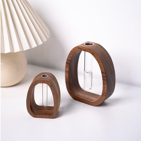 Solid Wood Glass Vase