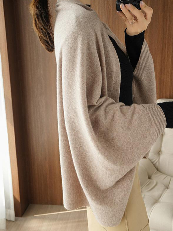 Casual Loose Solid Color Shawl&Cloak