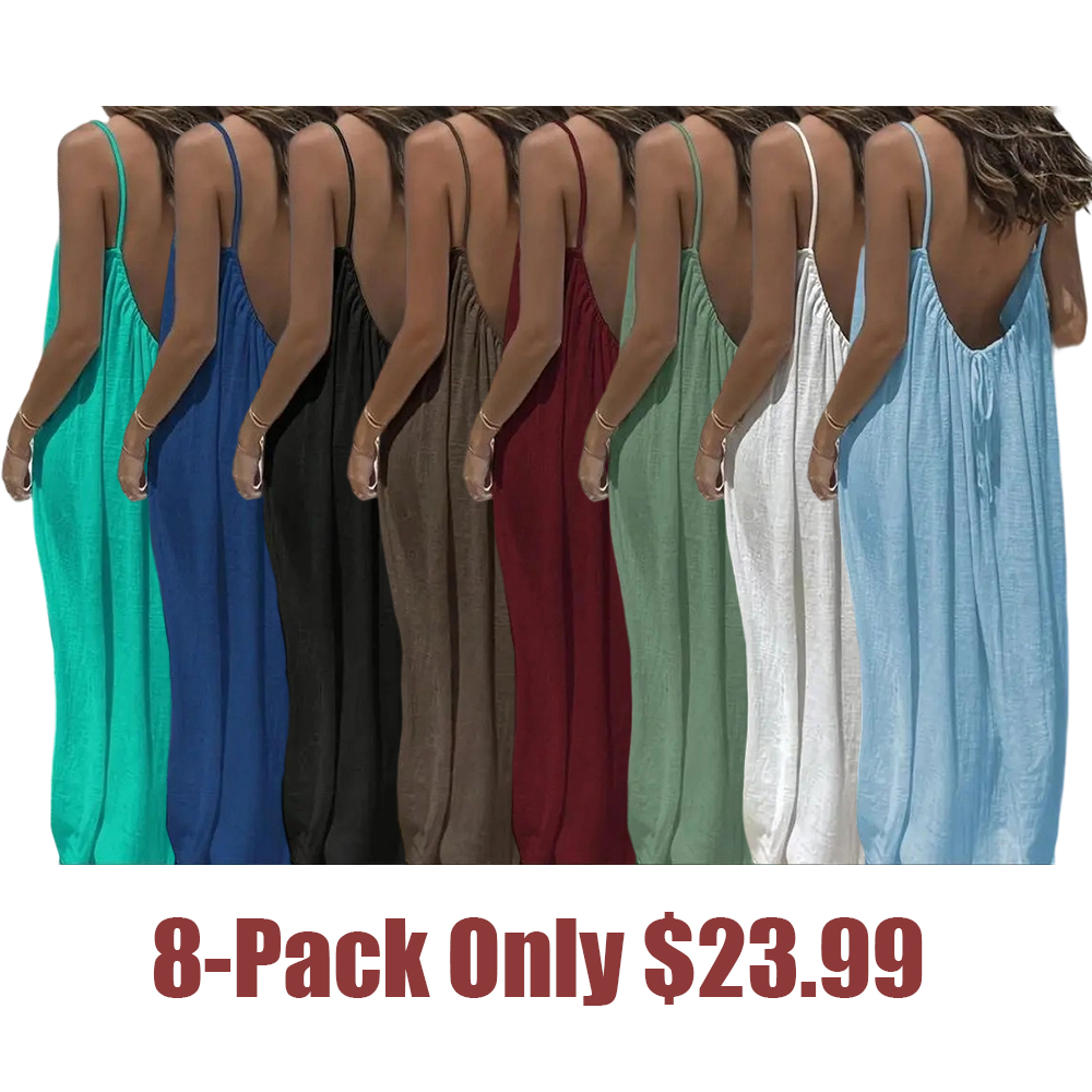 Women's Solid Color Cami Lounge Dress, Elegant Sleeveless Long Dress for Summer, Ladies Sleepwear for Indoor Wear