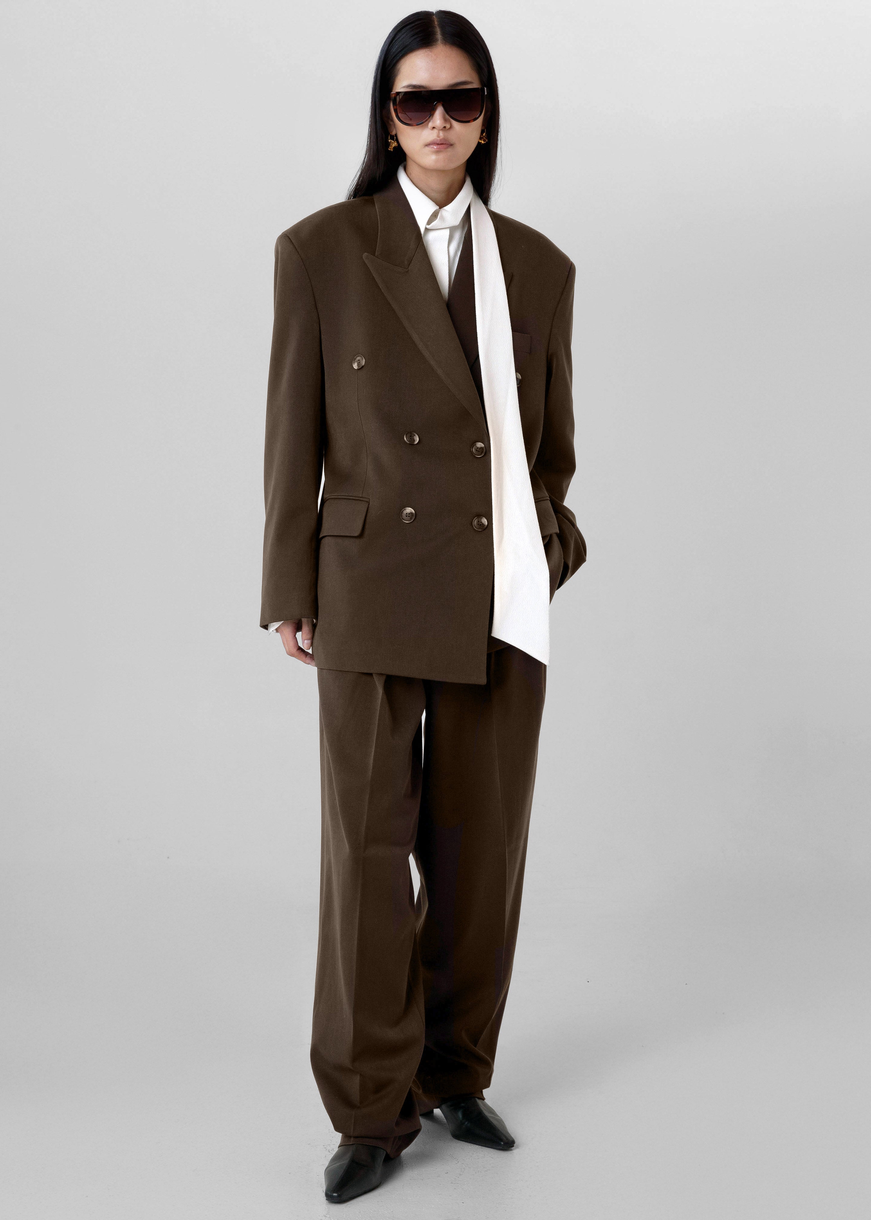 Vester Double-Breasted Blazer - Brown