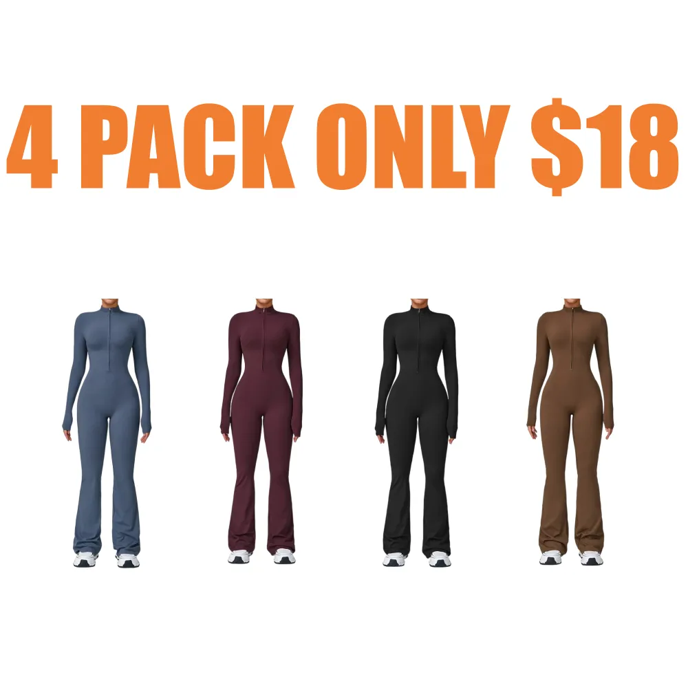 Women's Long Sleeve Flared Sports Jumpsuit