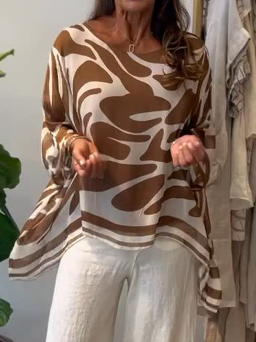 Loose-fitting Casual Printed Chiffon Top