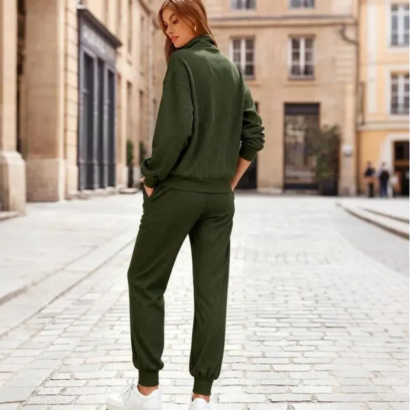 Women's 2-Piece Sweatpants Set Long Sleeve Half Zip Pullover Sweatshirt and Pants