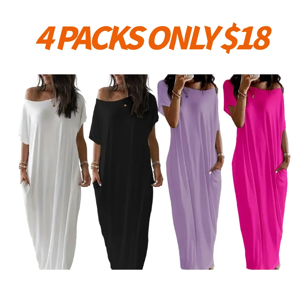 Women's Solid Color Batwing Sleeve Lounge Dress