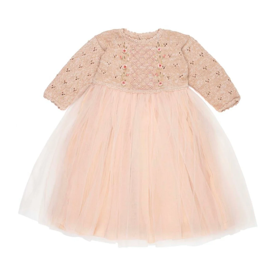 Pointelle Knit Dress- Pink