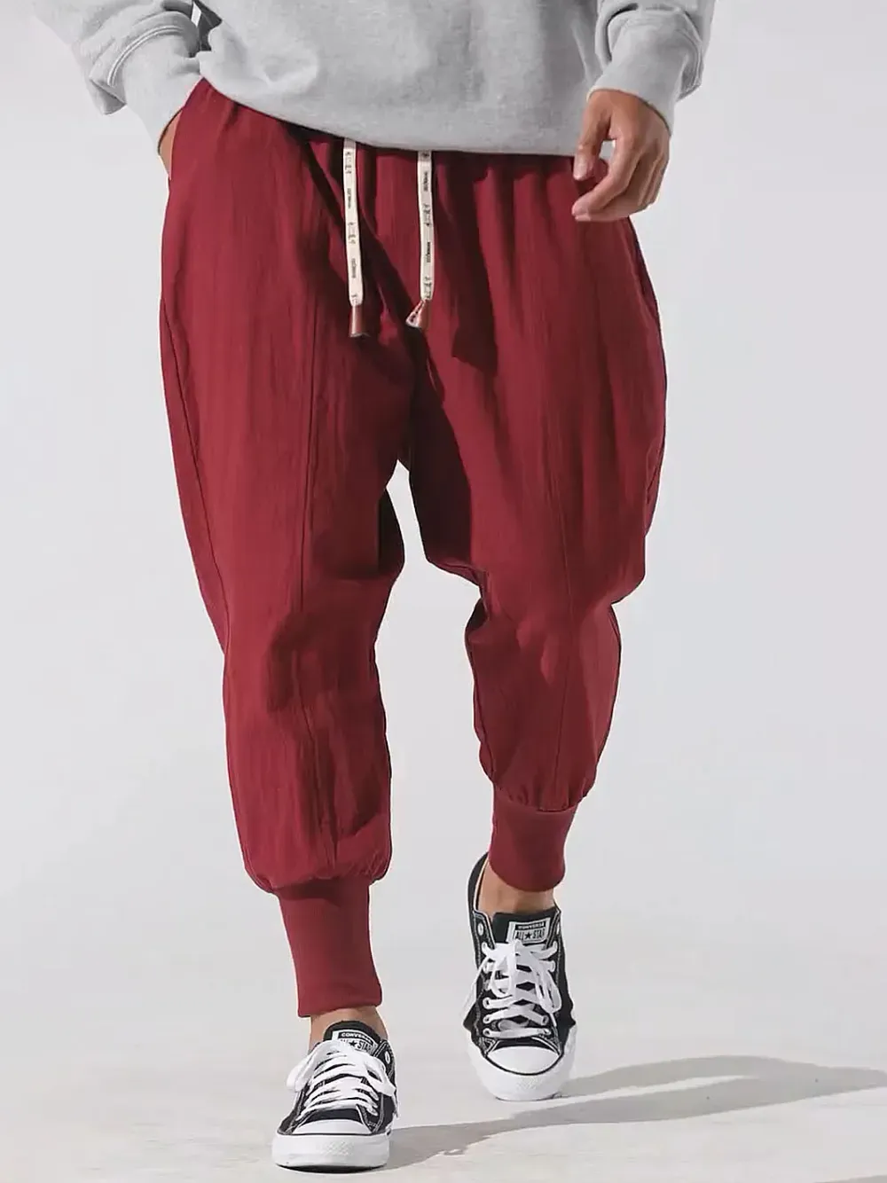 Contrast Color Drawstring Knitted Pencil Pants