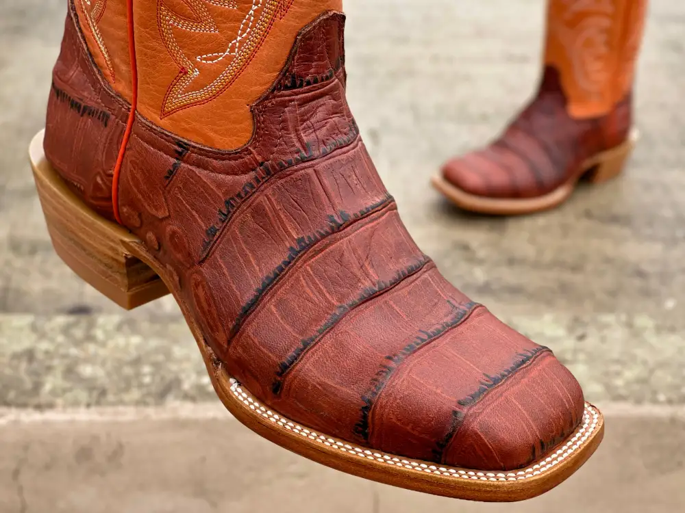 Men’s Cognac Crocodile Belly ￼Buckaroo Western Boot