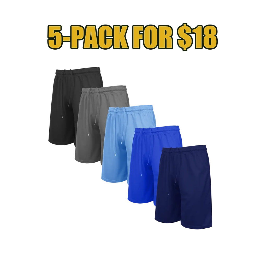 Men’s 5/10-Pack Performance Mesh Active Shorts