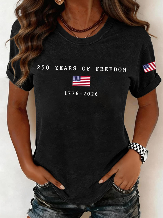 Women'S 250 Years Of Freedom Round Neck T-Shirt