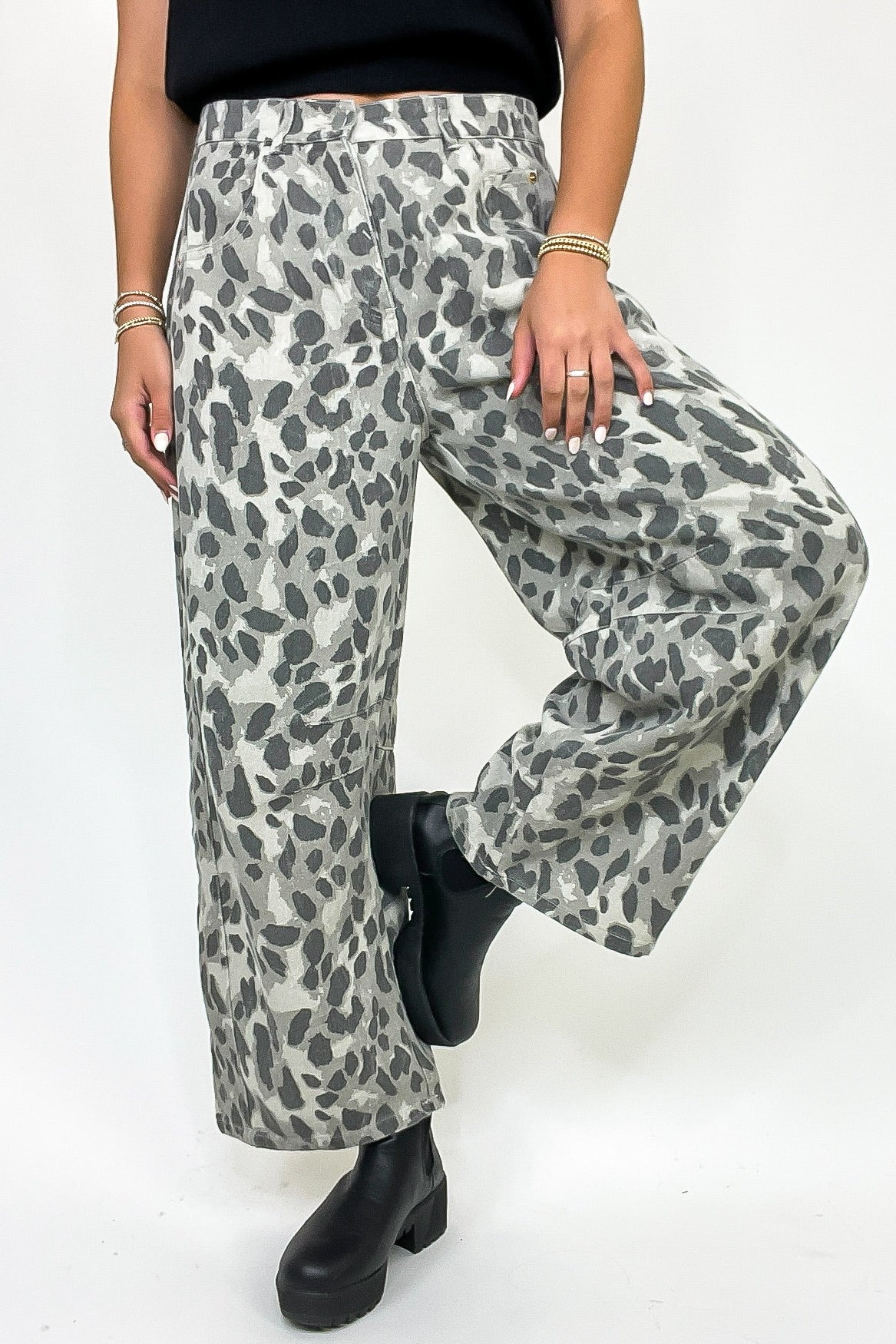 Bold Safari Barrel Wide Leg Animal Print Pants