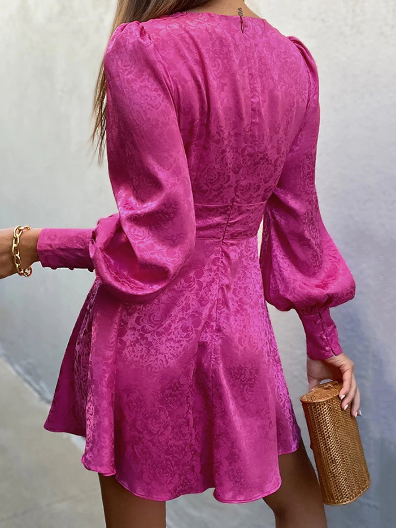 Cutout Lantern Sleeve Mini Dress