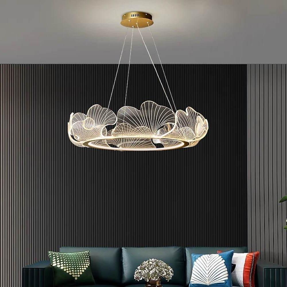 Decorous Leaf Shaped Design Office Chandelier Metal Acrylic Ceiling Light