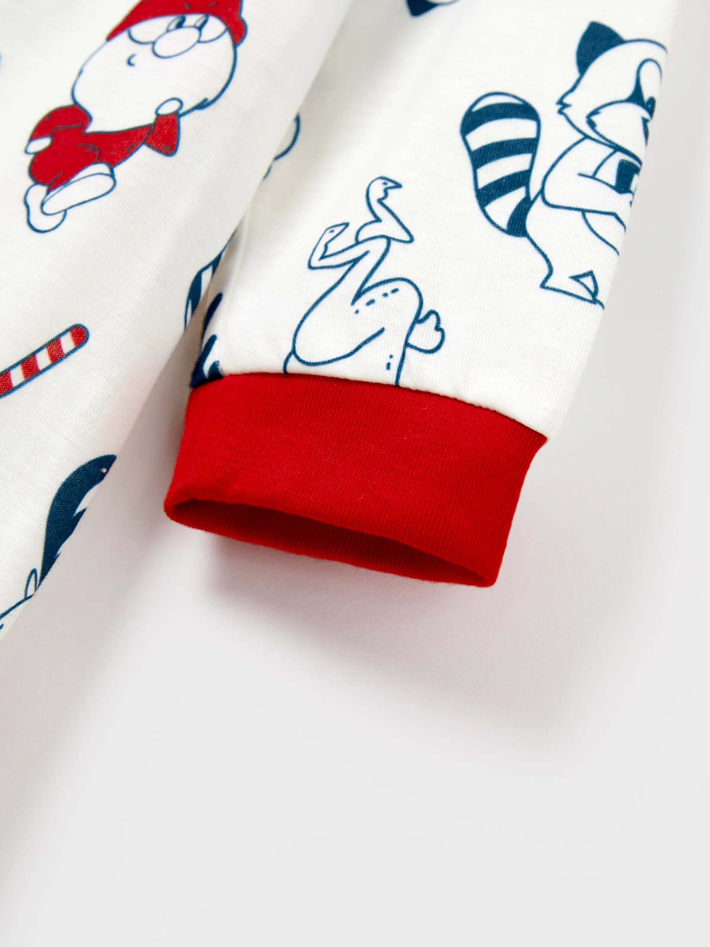 Christmas Matching Family Pajamas Set Santa Claus and Dogs Print PJS with Christmas Socks White