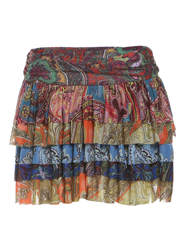 Multi Colored Pleated Hip-Hugging Mini Skirt - xelpri