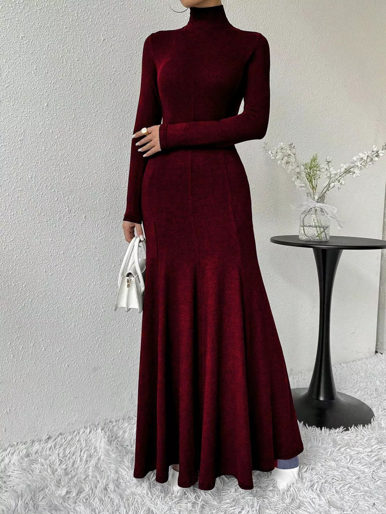 Turtleneck Long Sleeve Maxi Mermaid Dress