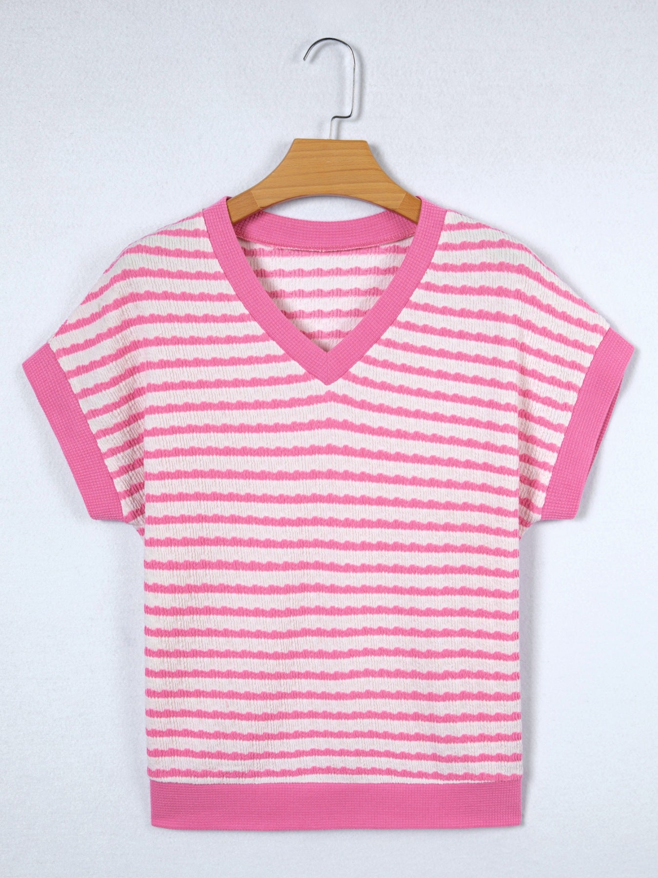 Striped V-Neck Casual T-Shirt