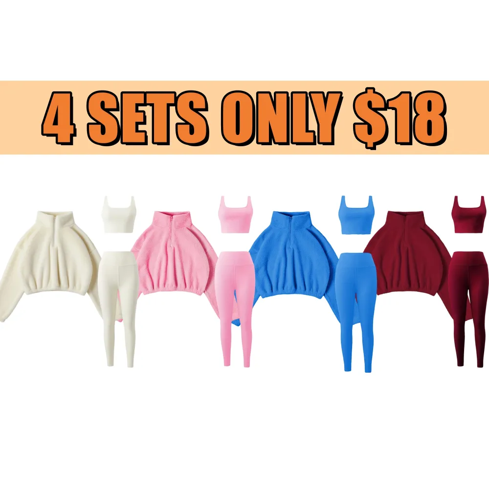 Women's 3-Piece Workout Set (Half-Zip Top, Bra, Yoga Pants)