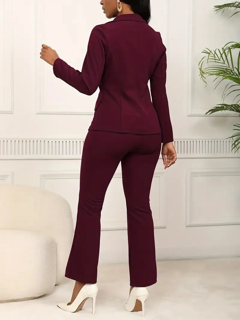 Women's elegant business solid color long-sleeved two-piece suit