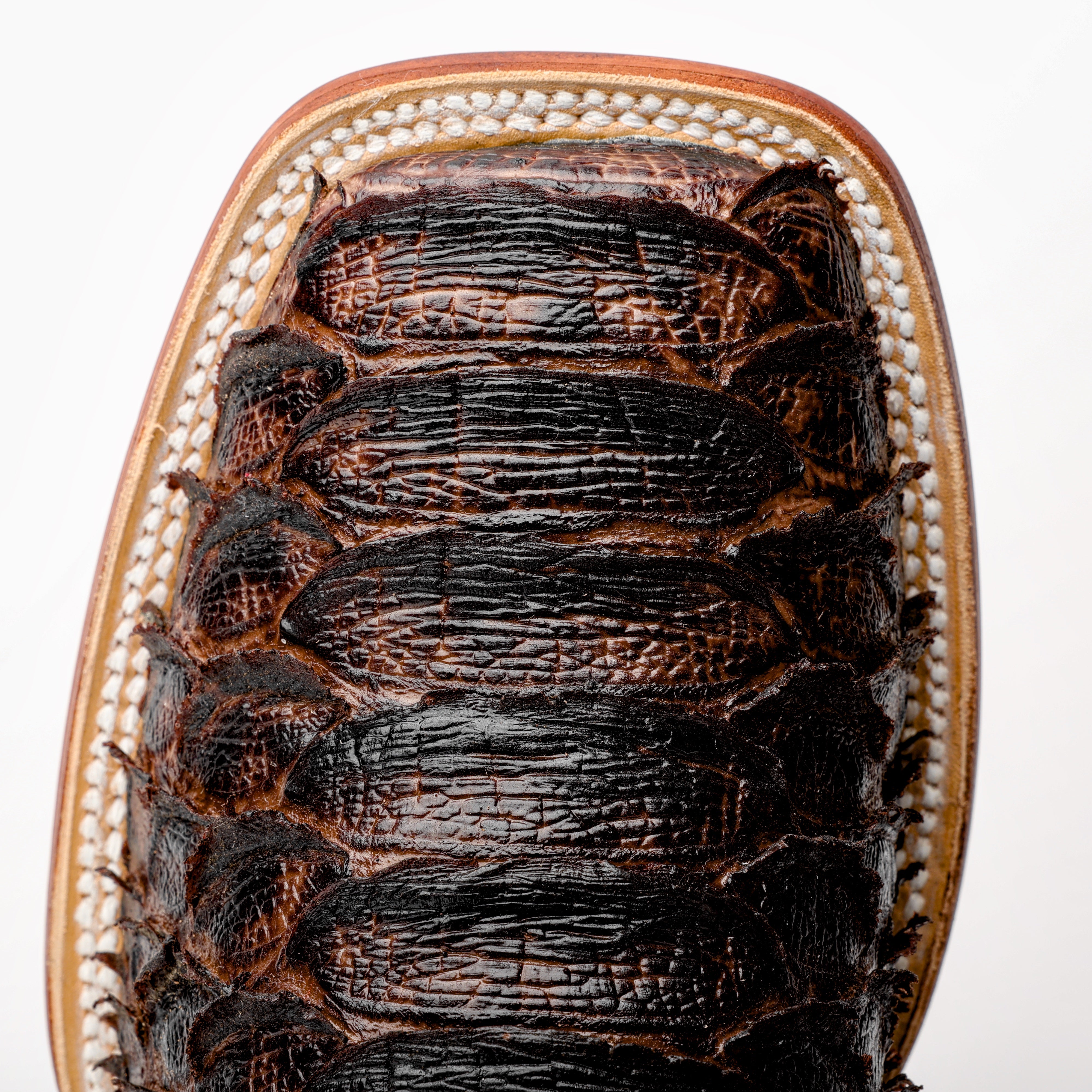 Brown Jumbo Python Leather Boots - Square Toe