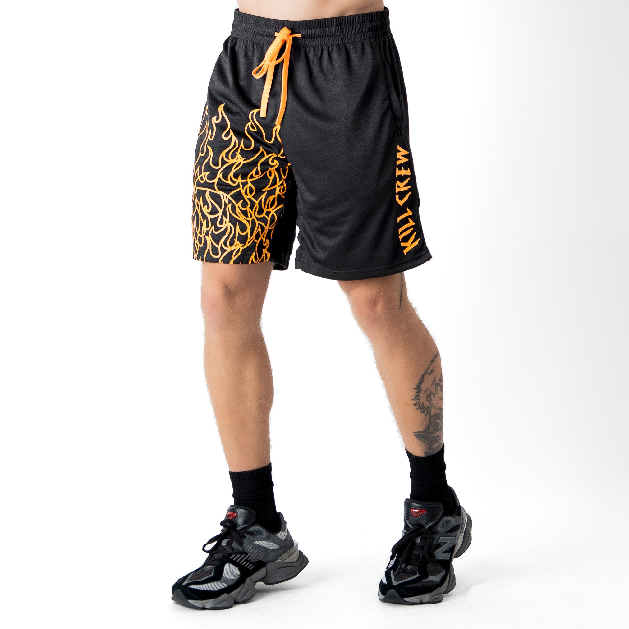 RELAXED CUT SHORTS FLAME - BLACK / ORANGE