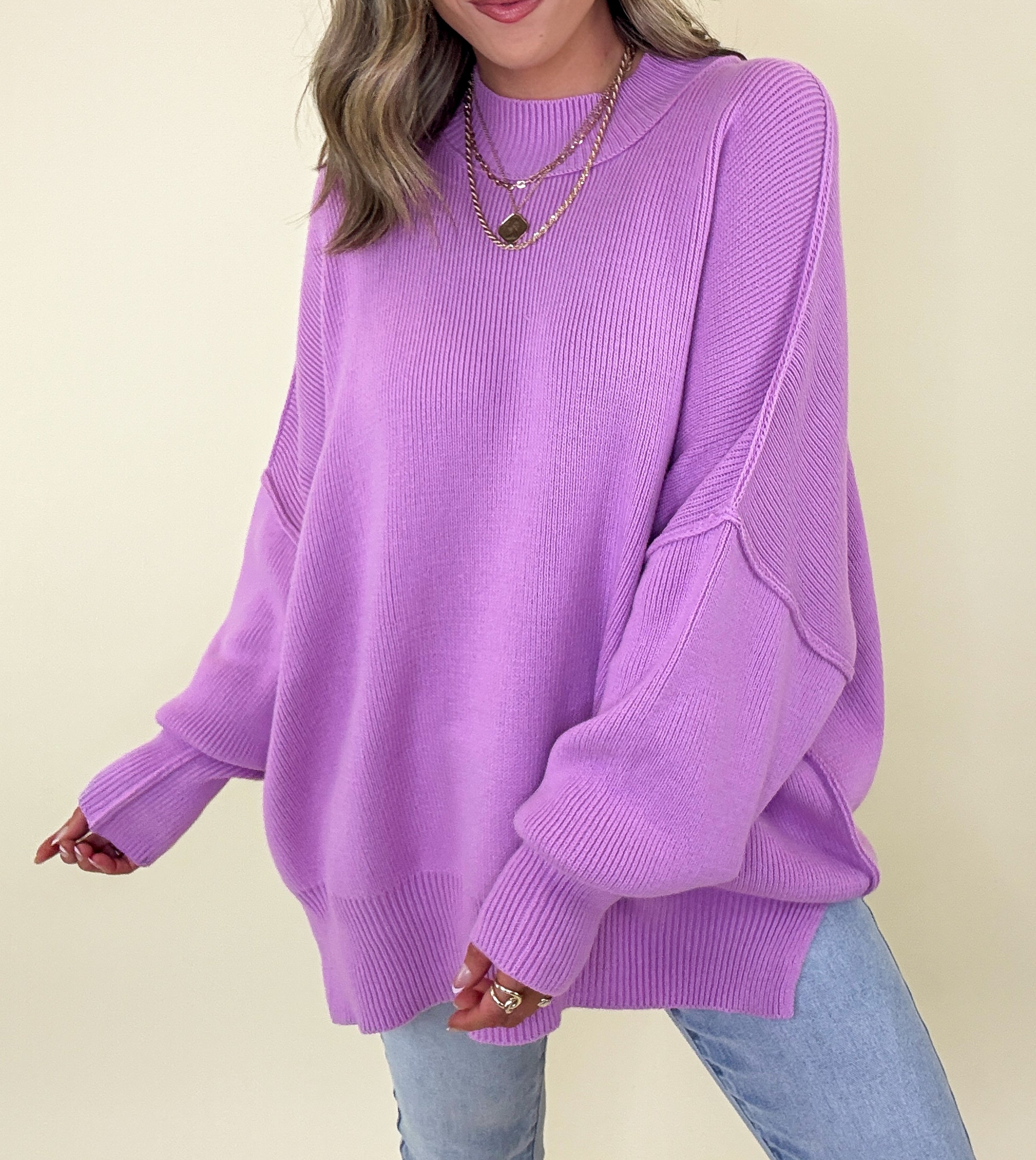 Simple Street Side Slit Oversized Sweater - BACK IN STOCK