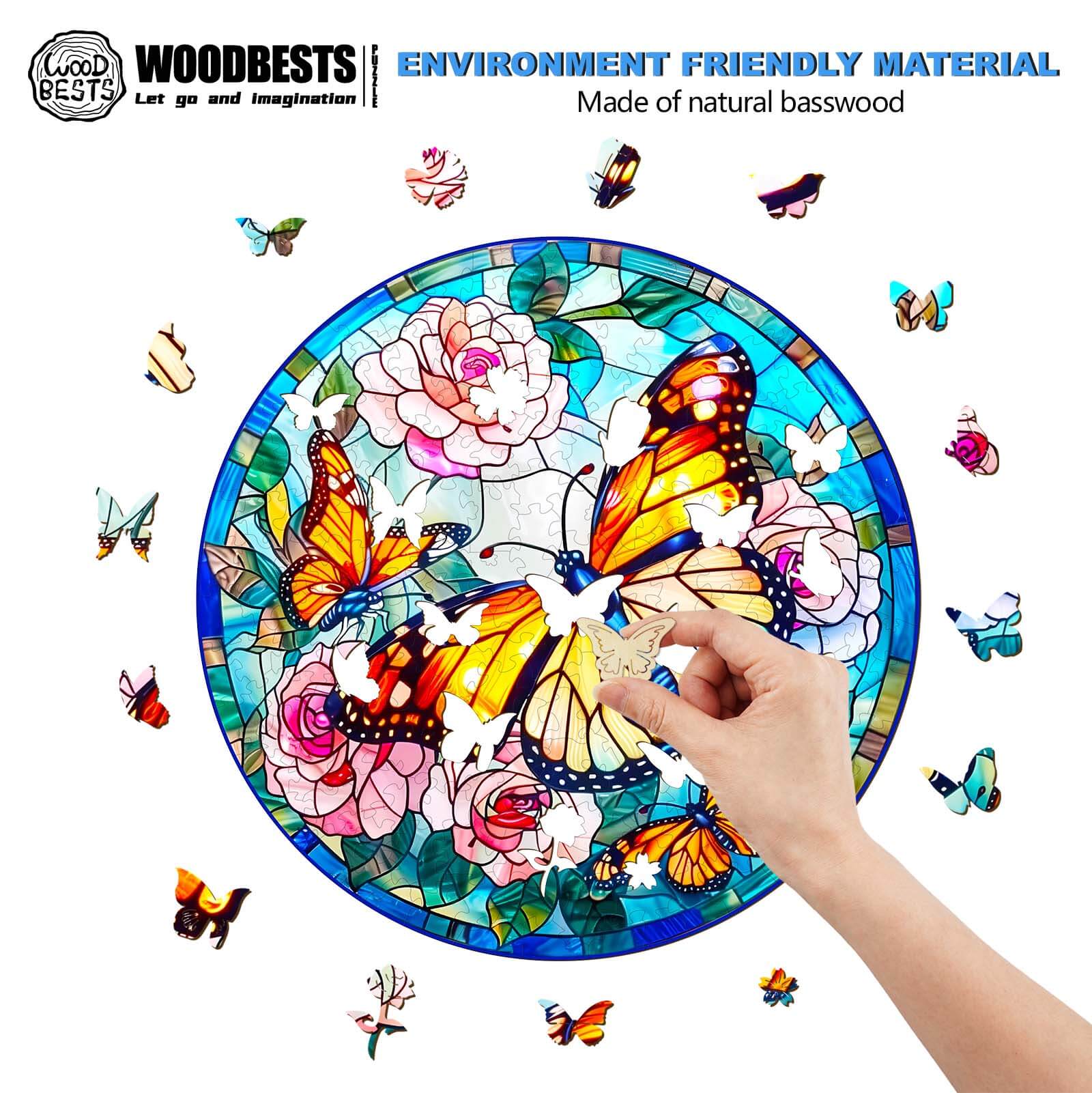 Stained Glass Butterfly Wooden Jigsaw Puzzle