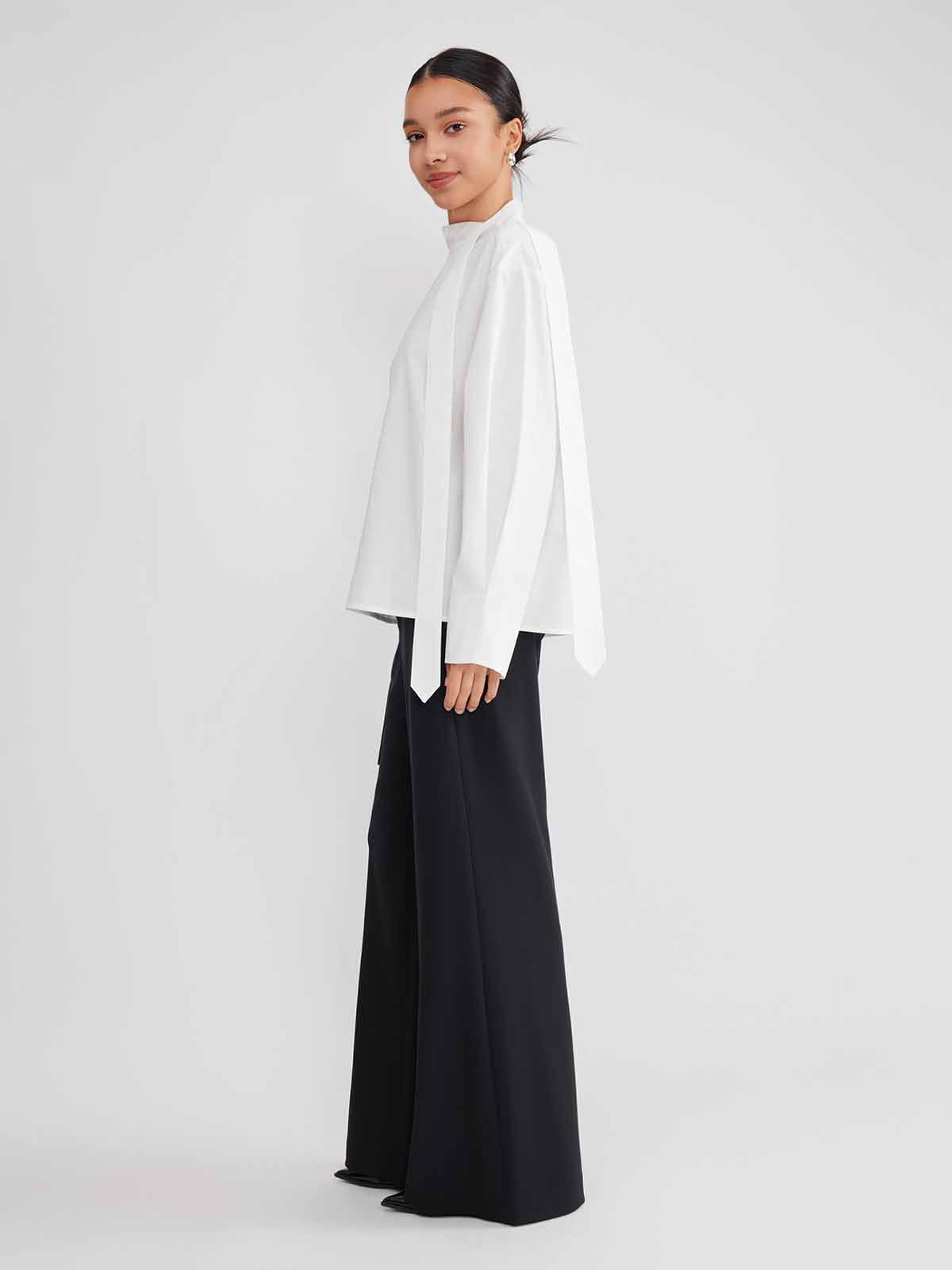 ASOBIO Button-Detail Tie-Neck Shirt