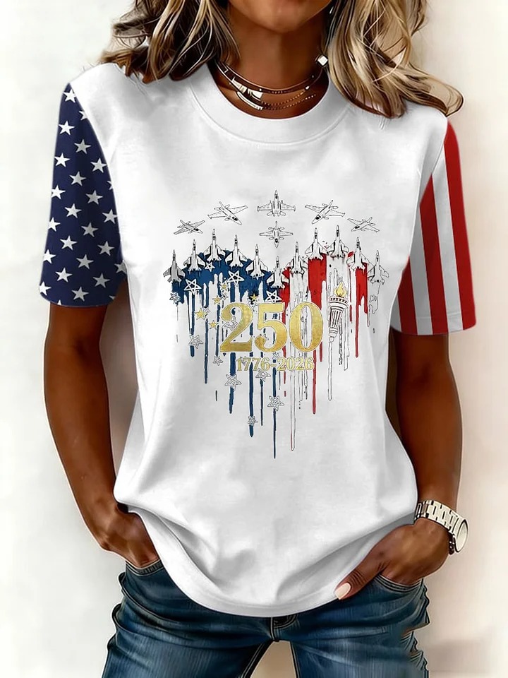 Women's USA 1776-2026 Print Casual T-Shirt