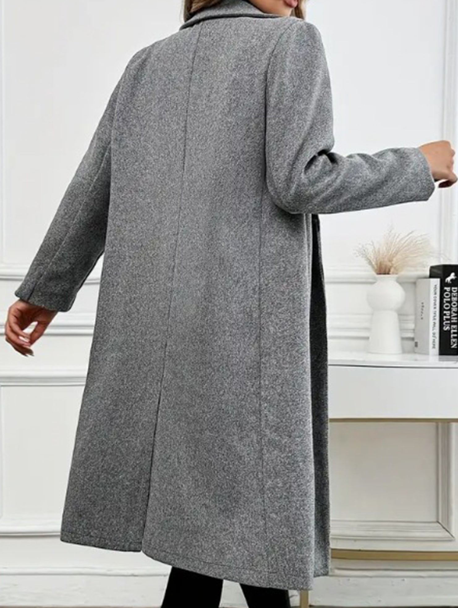Single-button lapel long slim-fit coat