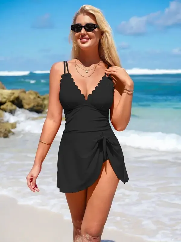 Women's one-piece swimming suit and skirt