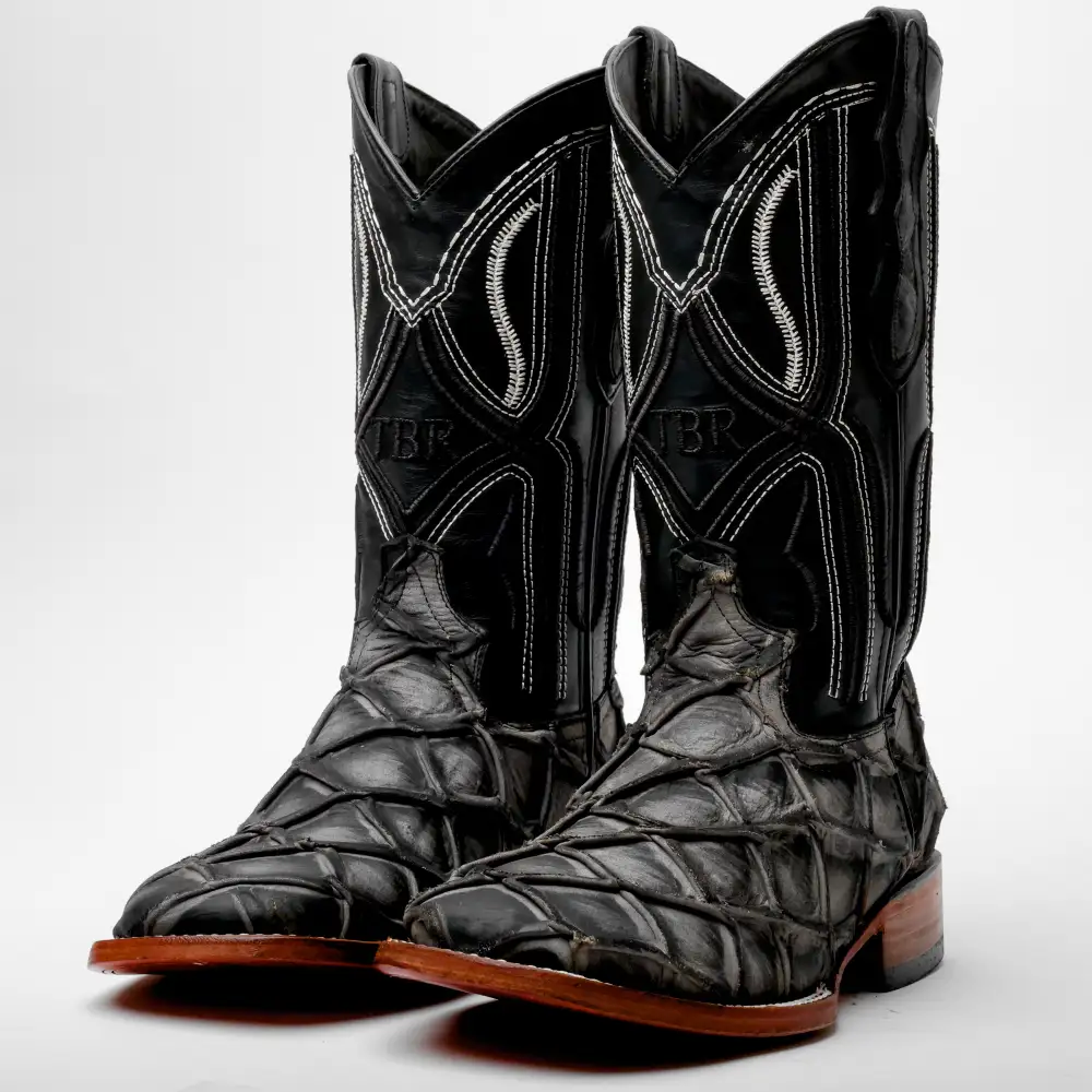 Matte Rustic Eclipse Pirarucu Leather Boots - Square Toe