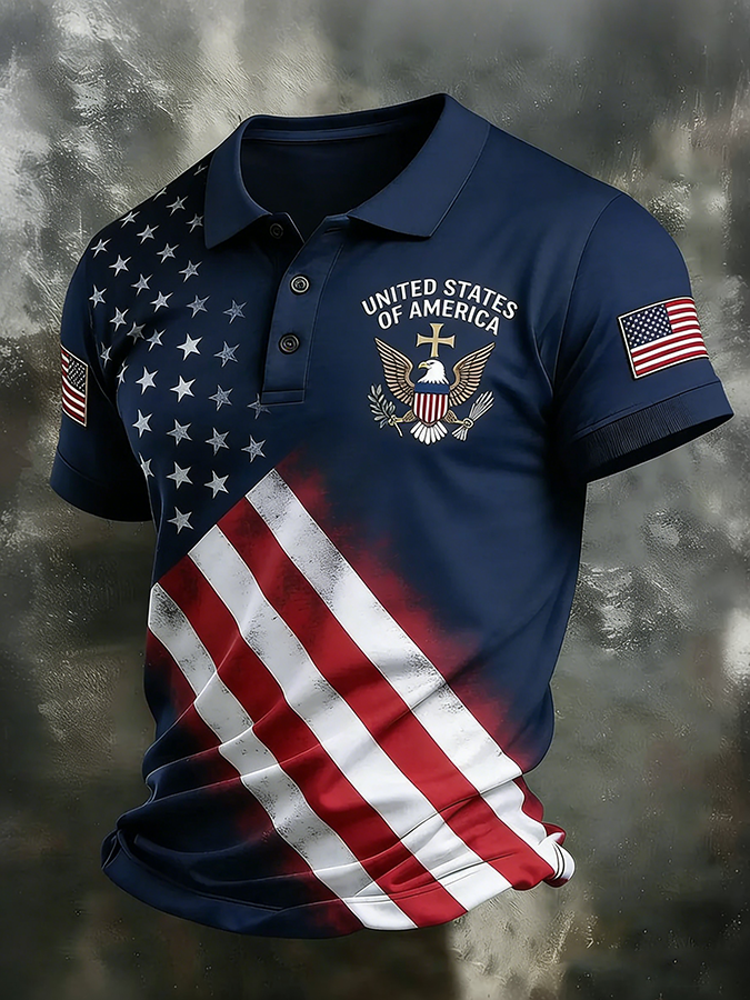 Men'S Retro Flag 250Th Anniversary Celebration American Polo Shirt