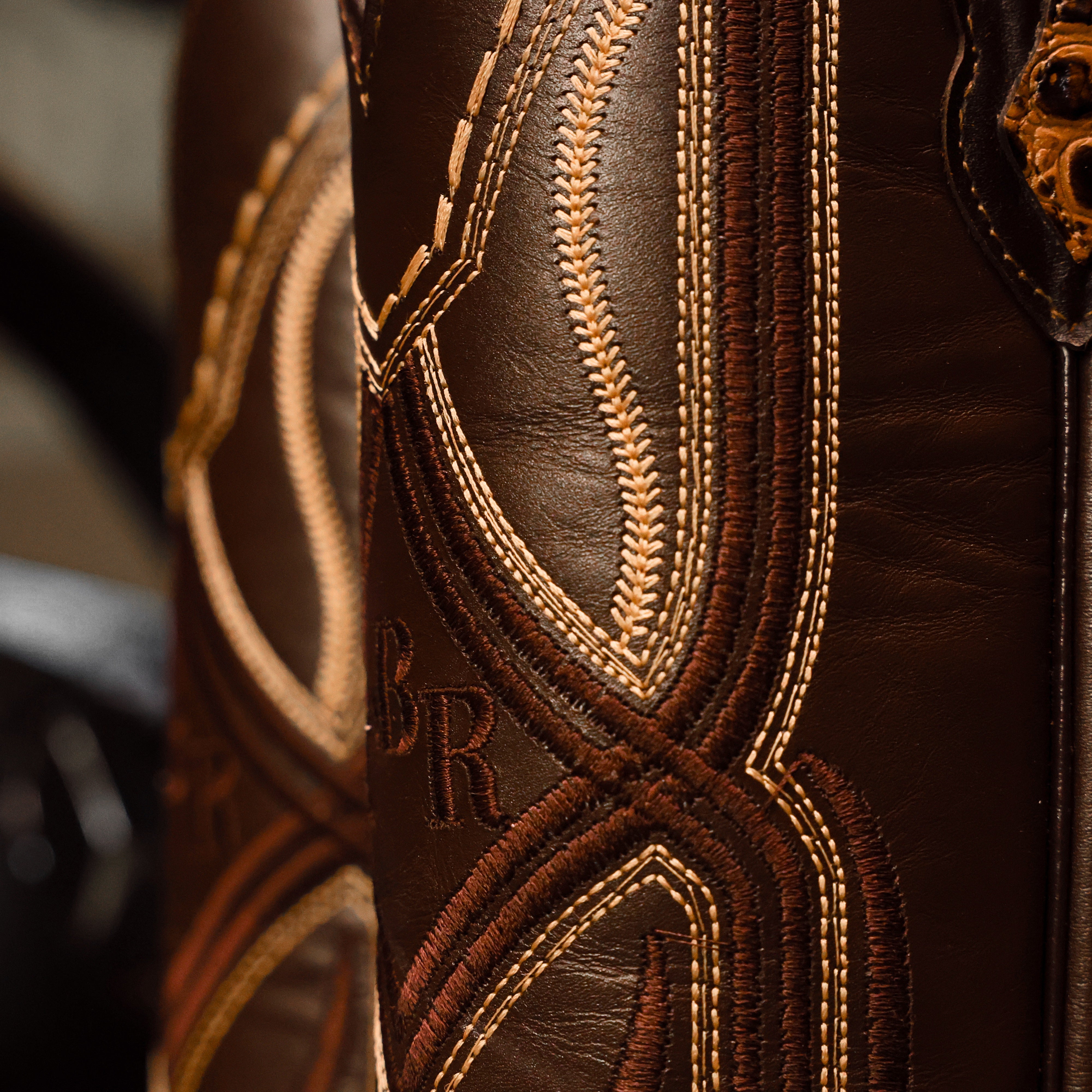 Honey Caiman Hornback Leather Boots - Square Toe