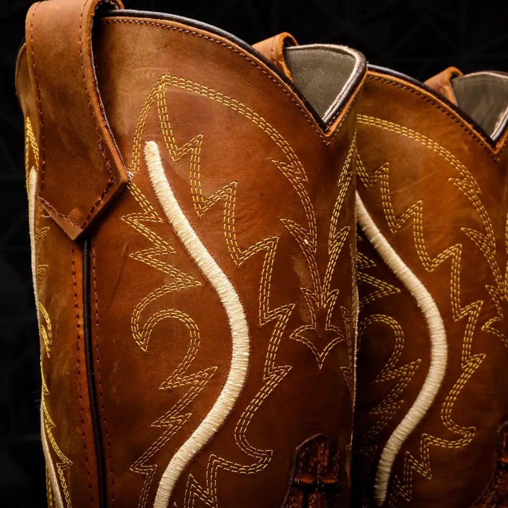 Cognac Caiman Neck Leather Boots With 3D Lightweight Sole - Composite Toe