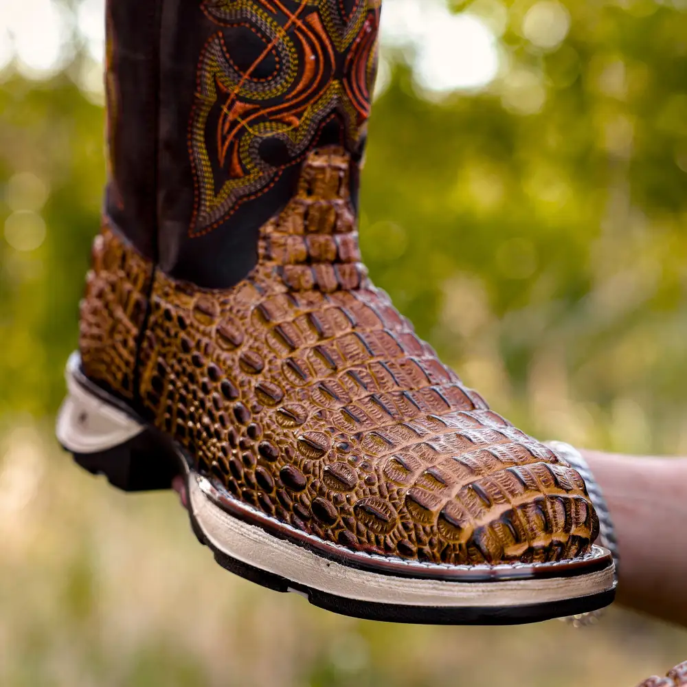 Honey Caiman Hornback Leather Boots With 3D Lightweight Sole - Composite Toe