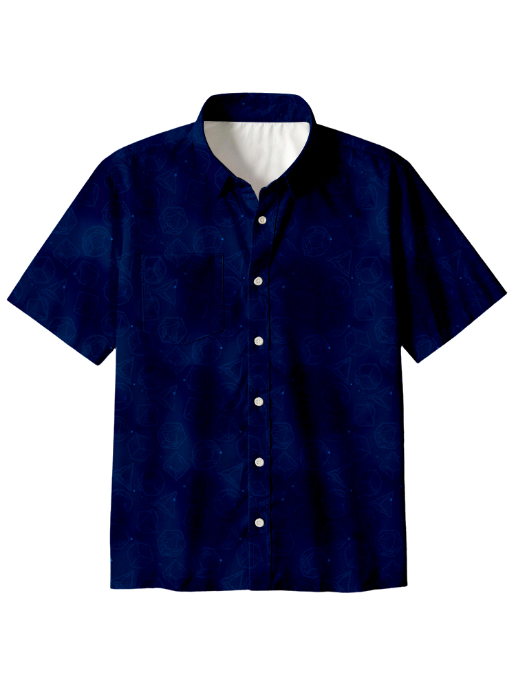 Space Rpg Dice Blue Button Up Pocket Shirt