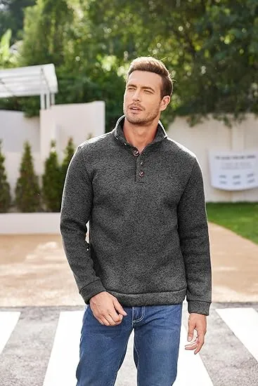Men's Casual Slim Fit Pullover Sweater Knitted Thermal Sweatshirt.Fleece-lined For Warmth And Wind Protection.Comfortable And Stylish
