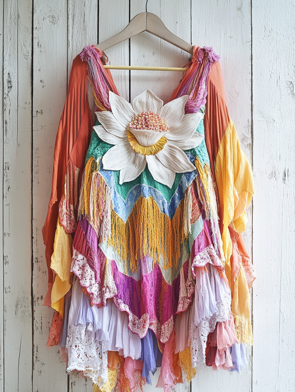 Summer Vacation Rainbow Lace Ruffle Dress 567d