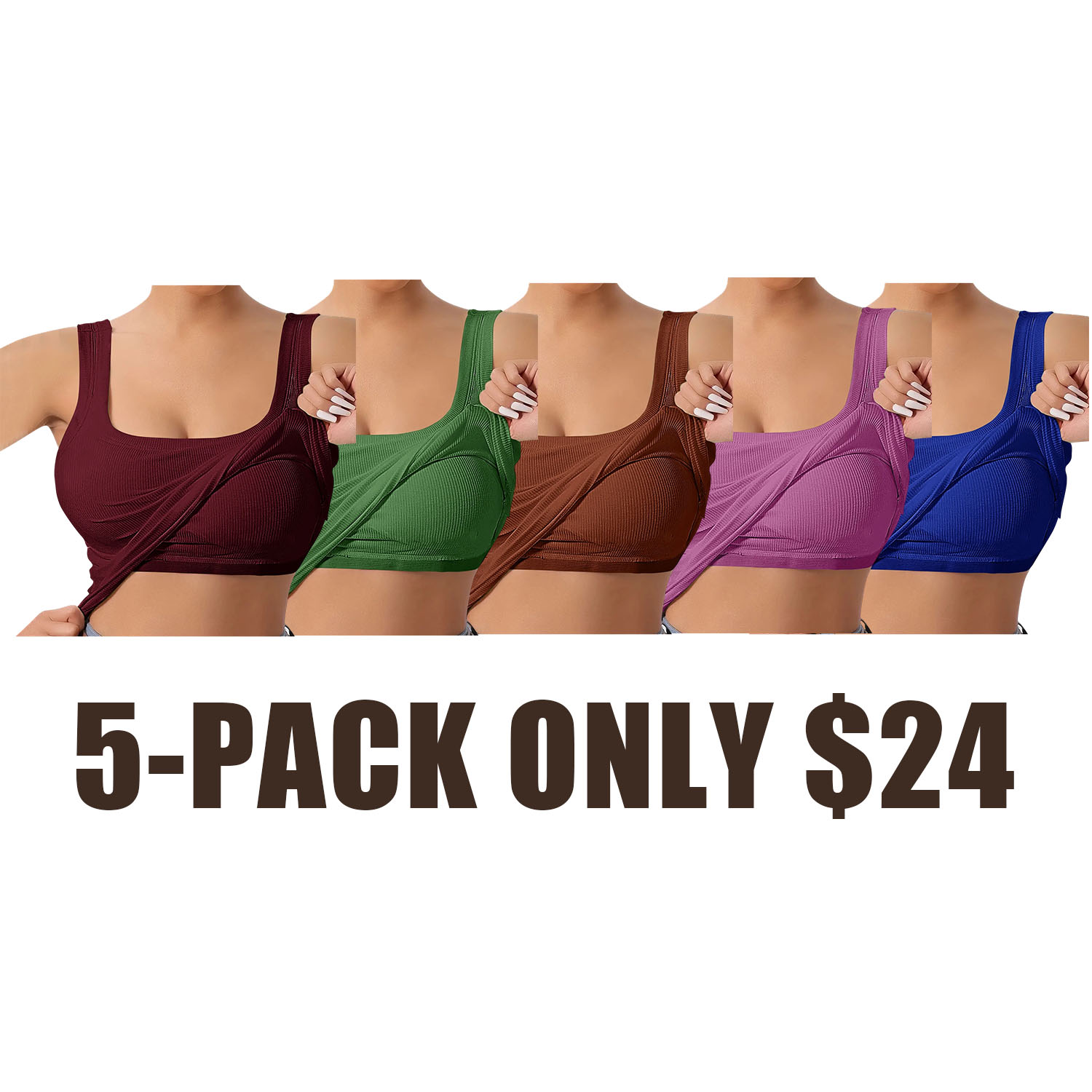 Ribbed Workout Tank Tops for Women with Built in Bra Tight Racerback Scoop Sports Tank Neck Athletic Top for Summer And All Seasons