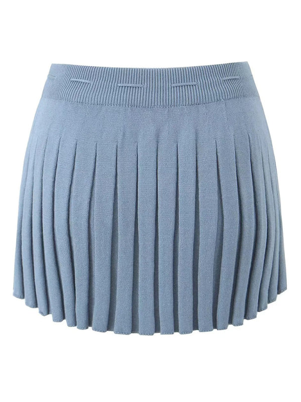 Lapel Long-Sleeved Jacket Spaghetti Strap Pleated Mini Skirt