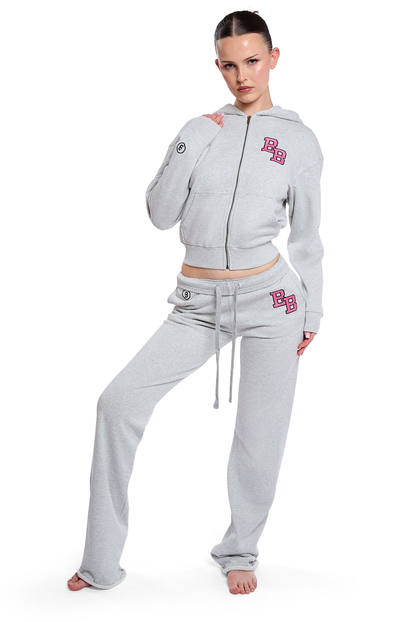 BODY UNIVERSITY HOODIE 2.0 (HEATHER GREY/PINK)