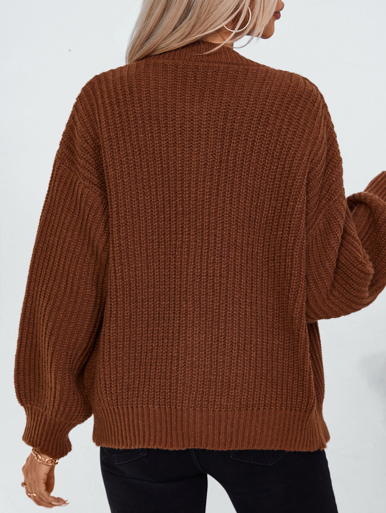 Solid Color Button Knit Cardigan Sweater