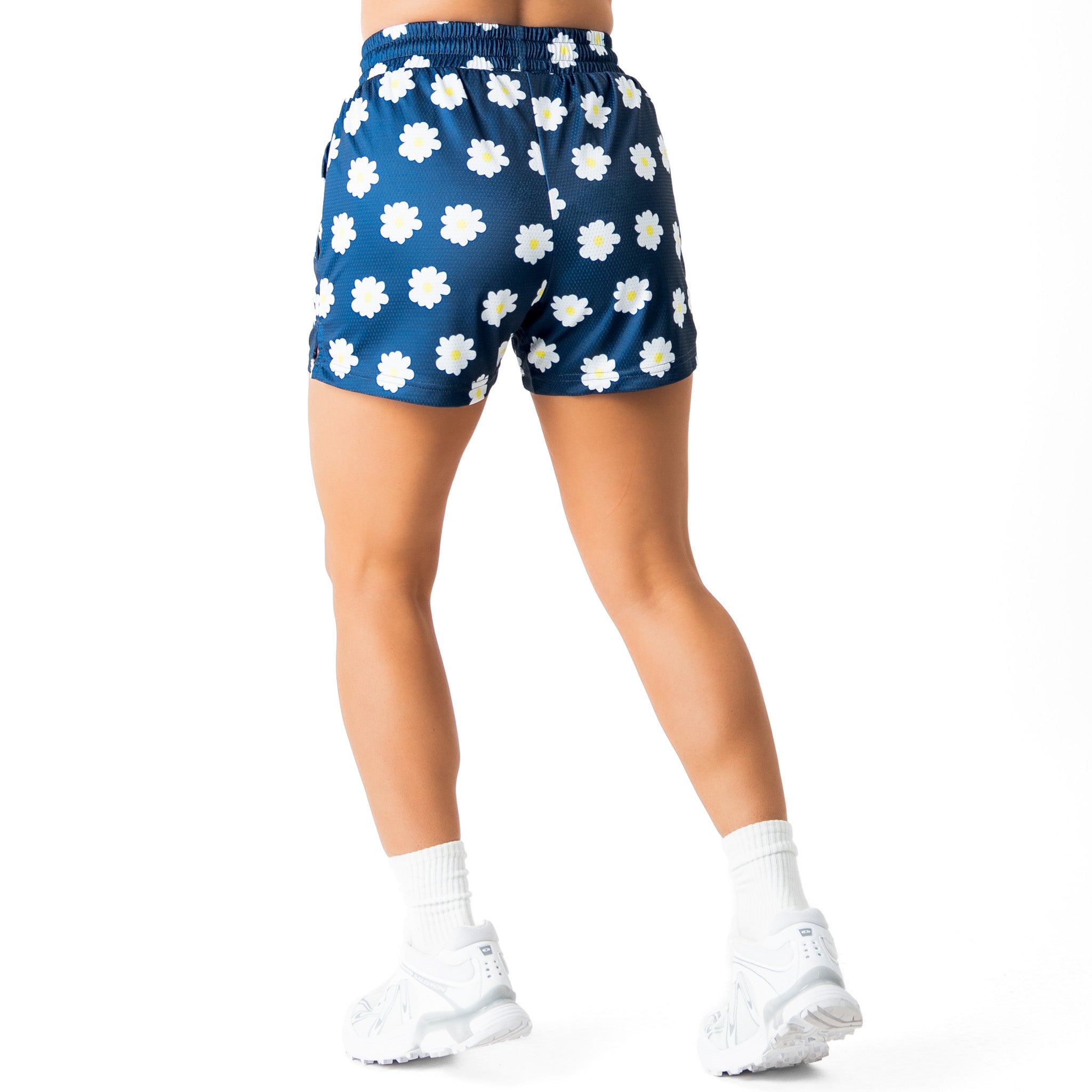 MUAY THAI SHORTS (MID THIGH CUT) DAISY - BLUE