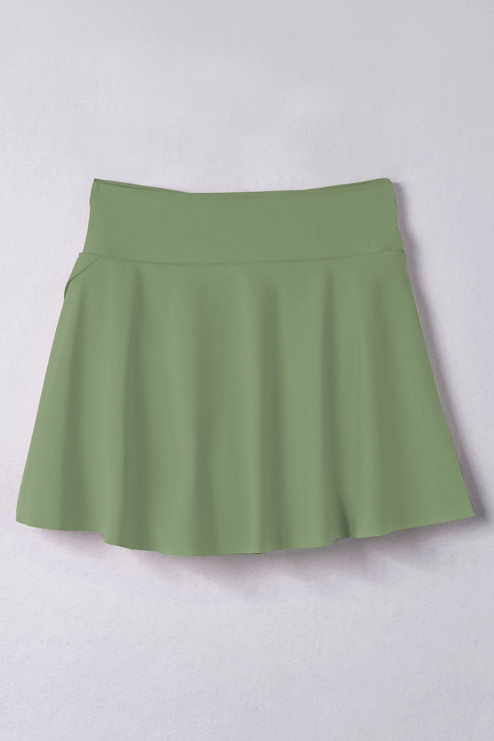 Green Criss Cross Waist Flared Swim Skirt