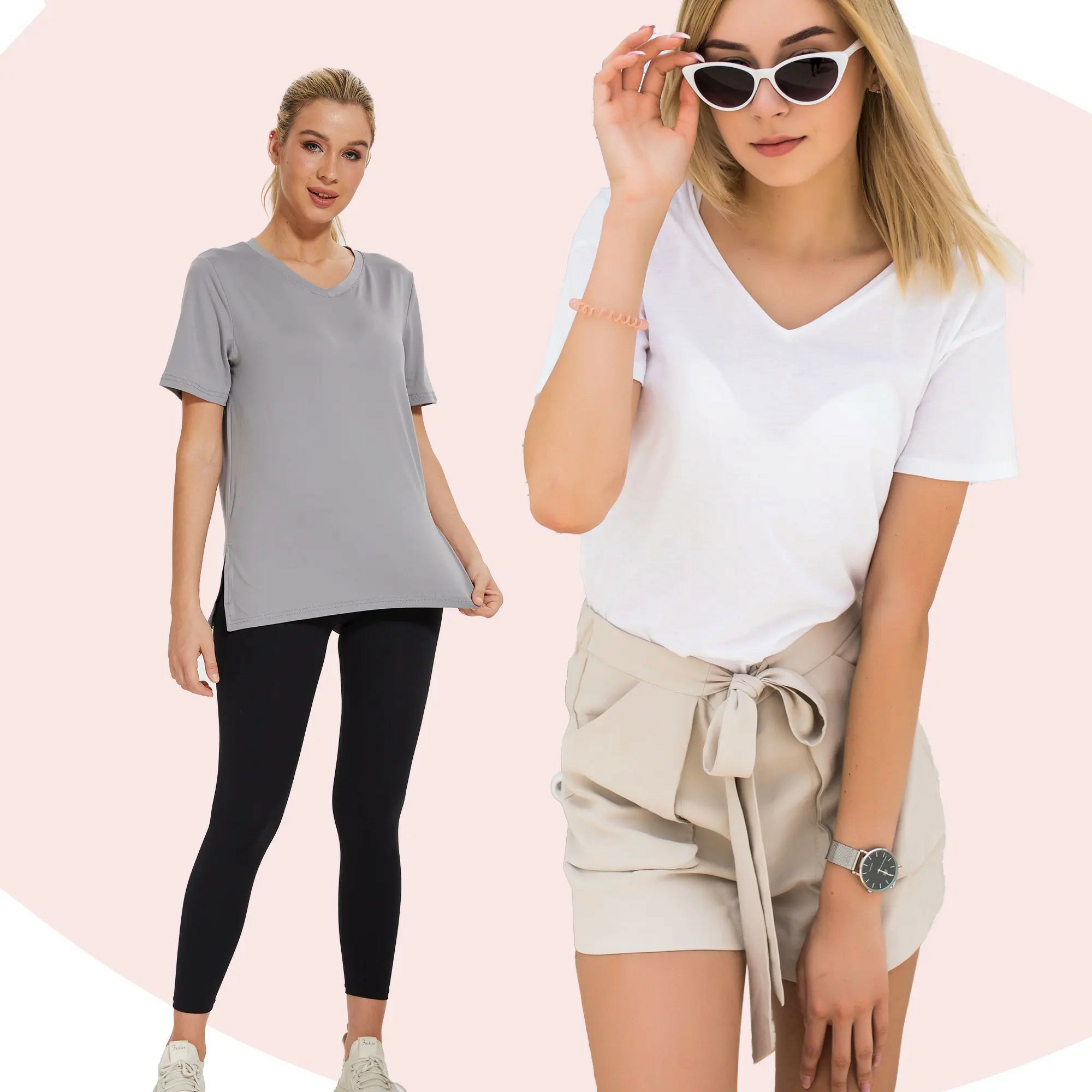 🔥Easter Sale!V-Neck Loose Fit Tee