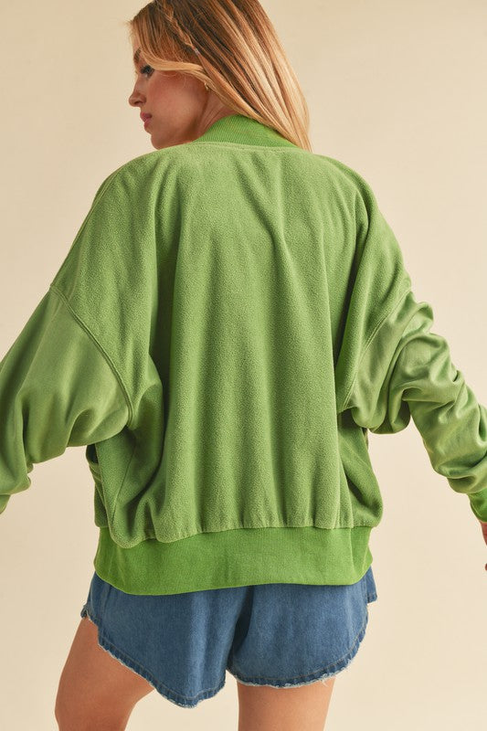 Snap Down Drop Shoulder Brushed Jacket