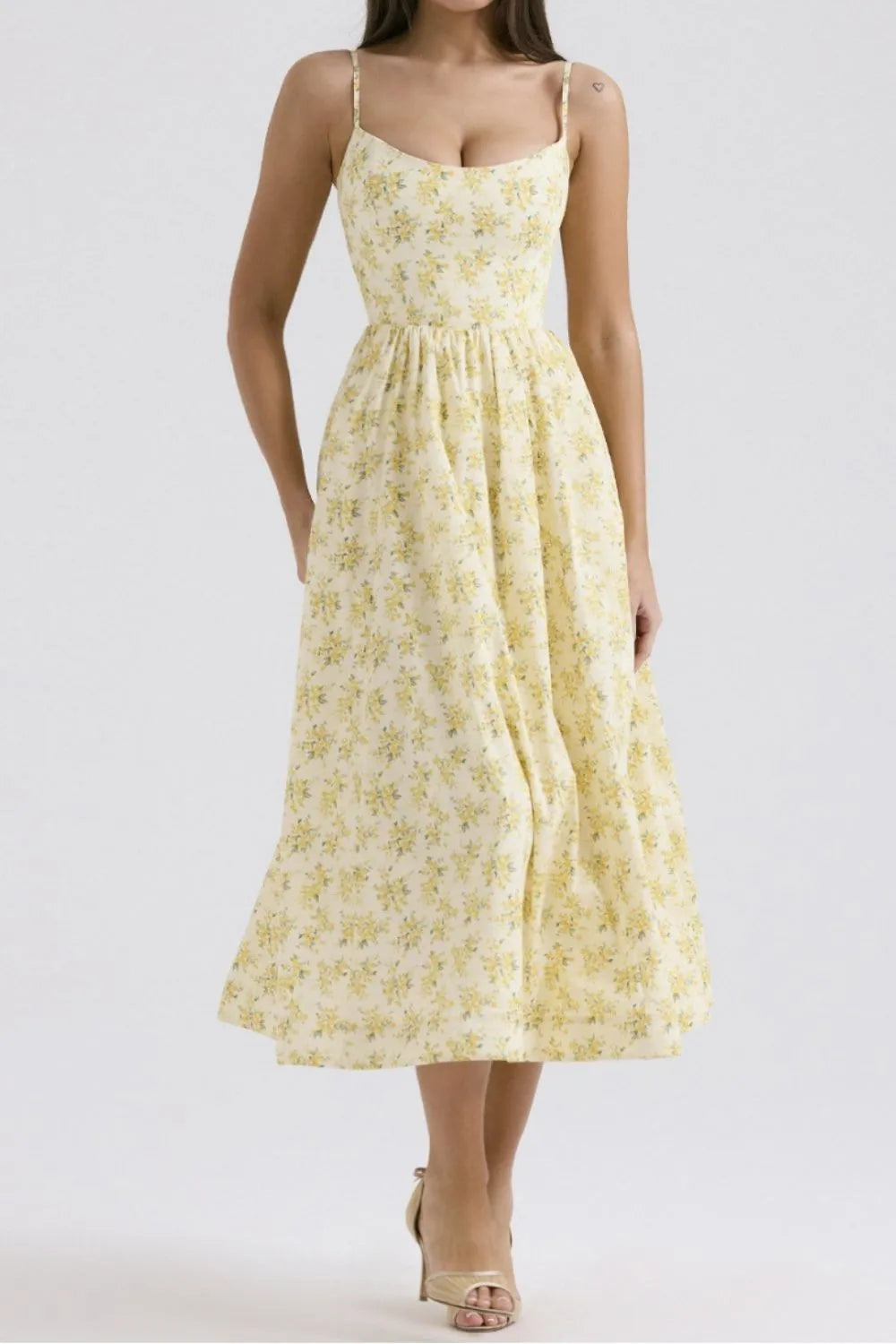 Floral Print Spaghetti Strap Midi Dress