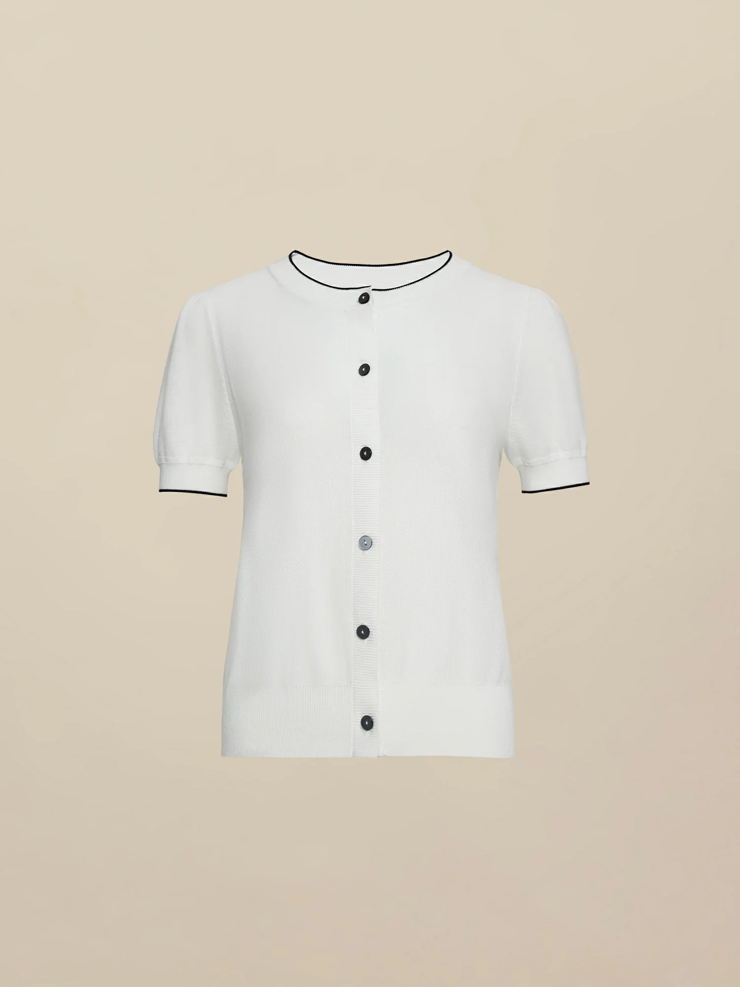 Cotton & Linen Round Neck Contrast Cardigan