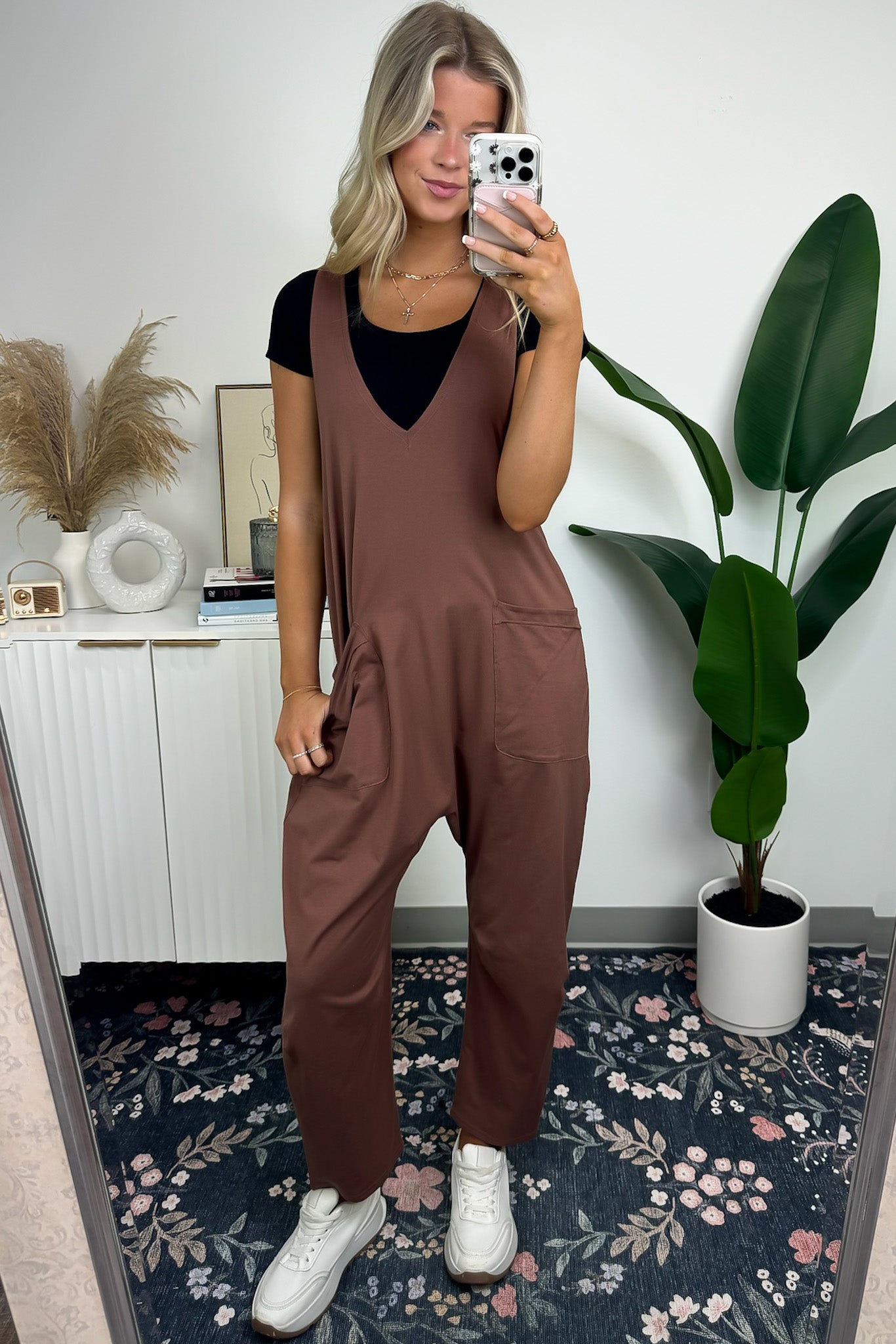 Relaxed Fit V-Neck Jumpsuit
